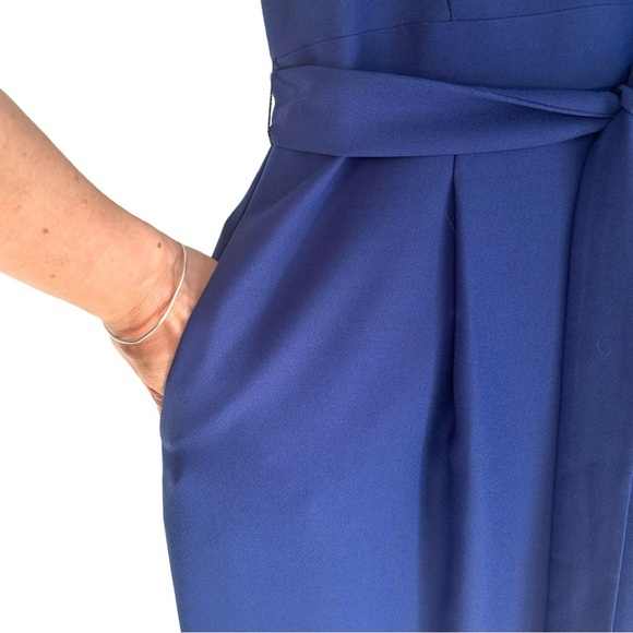 BANANA REPUBLIC Royal Blue Cropped Wide Leg Belted Jumpsuit Size 12 Tall - Picture 2 of 10